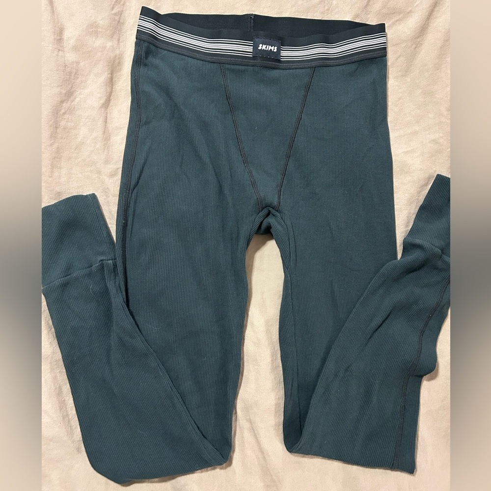 SKIMS Ribbed Leggings in Deep Teal